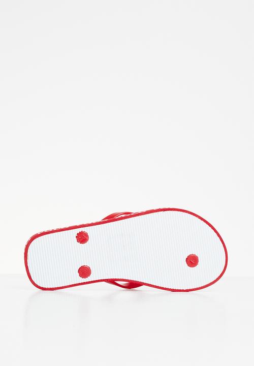 POLO - Girls amber outsole flip flop - red & white 