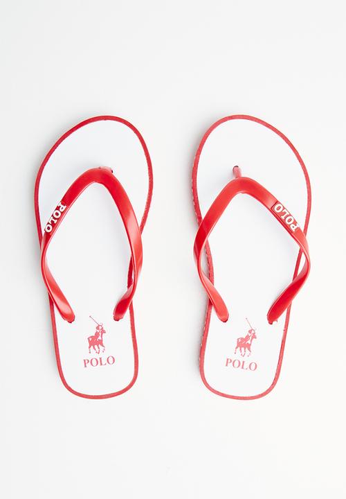 POLO - Girls amber outsole flip flop - red & white 