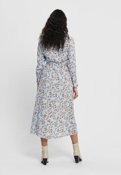 ONLY - Lalma poly long sleeve dress - blue