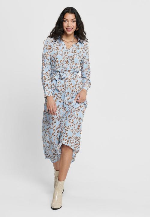 ONLY - Lalma poly long sleeve dress - blue
