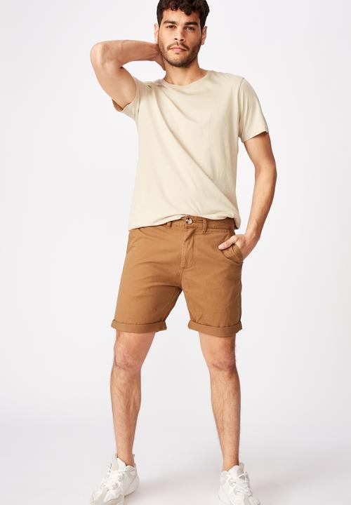 Cotton On - Washed chino short - biscuit