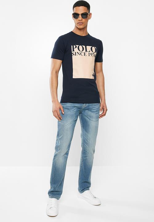 POLO - Brandon block print tee - navy