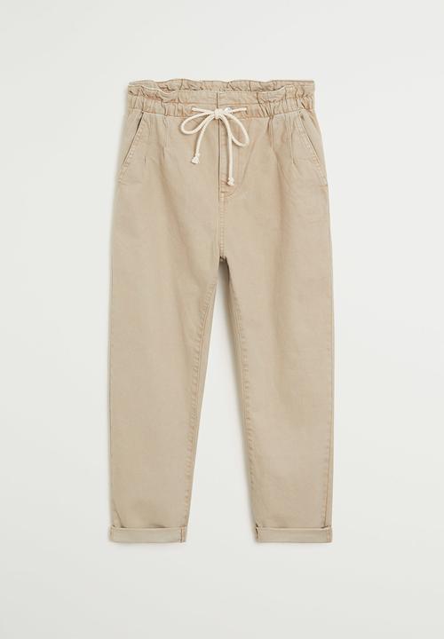 MANGO - Jeans loose - light beige