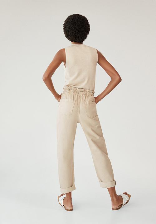 MANGO - Jeans loose - light beige