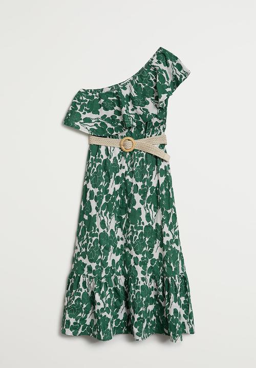 MANGO - Gloria dress - green & white 