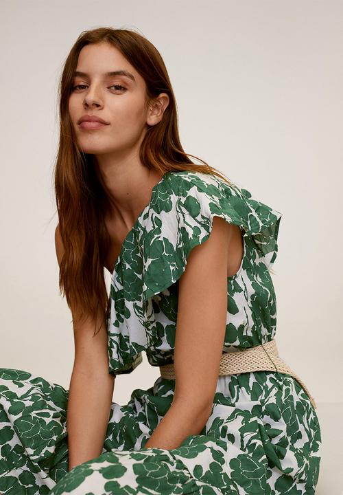 MANGO - Gloria dress - green & white 