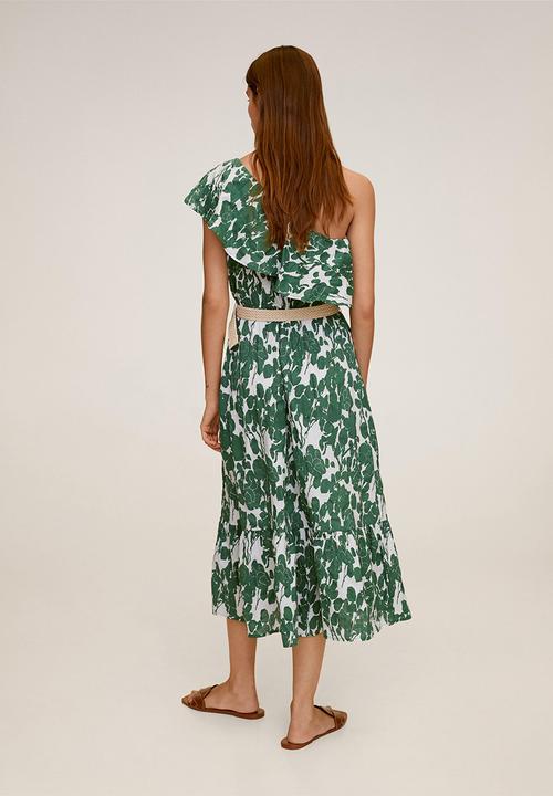 MANGO - Gloria dress - green & white 