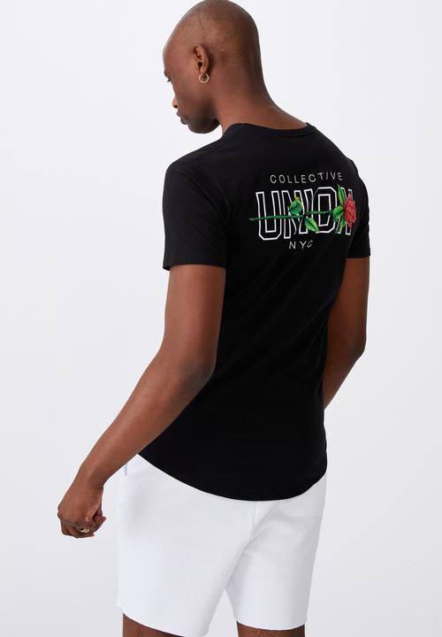 Factorie - Curved graphic T-shirt - black