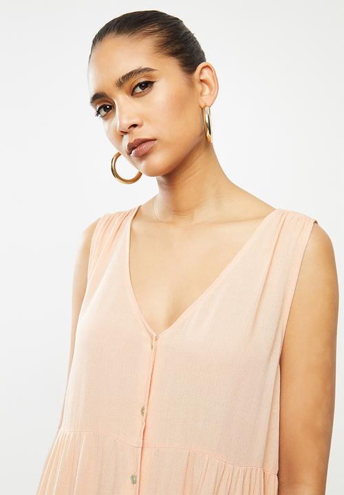 Blake - Crinkle tiered mini dress - peach