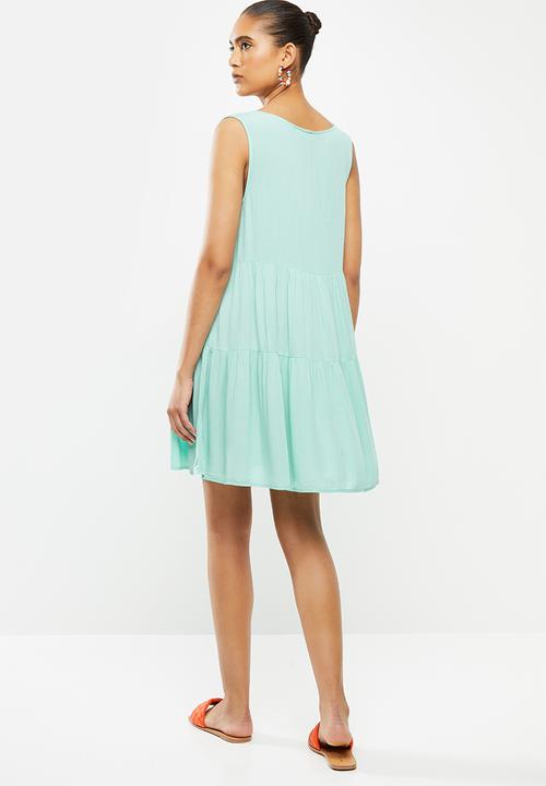 Blake - Crinkle tiered mini dress - blue 