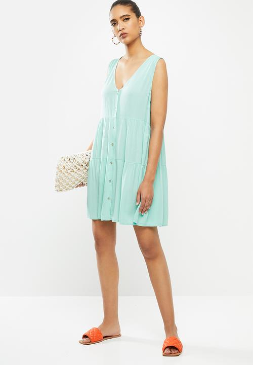 Blake - Crinkle tiered mini dress - blue 