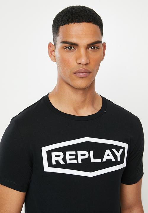 Replay - Black hex logo tee - black