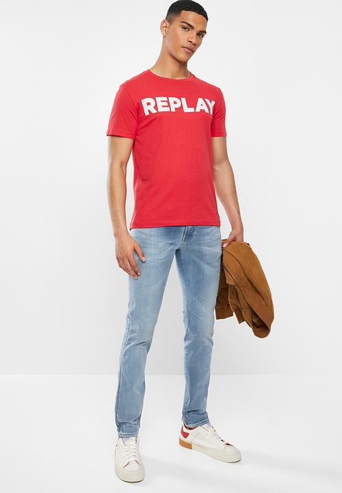 Replay - Red logo tee - red