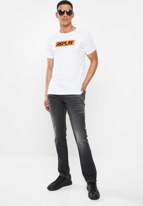 Replay - White center chest logo tee - white