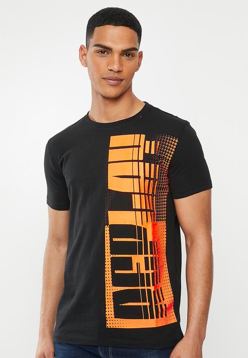 Replay - Black orange printed tee - black & orange