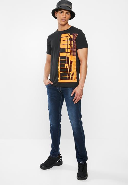 Replay - Black orange printed tee - black & orange