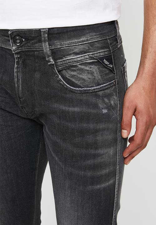 Replay - Slim anbass black washed denim - black