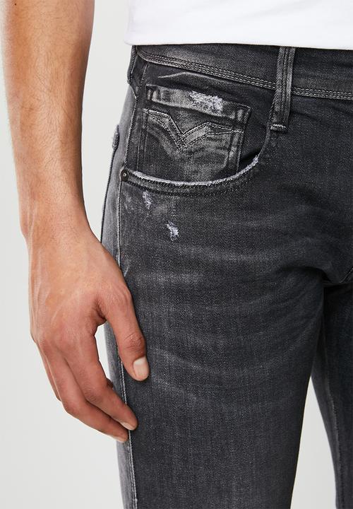 Replay - Slim anbass black washed denim - black