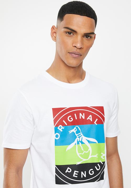 Original Penguin - Stripey box stamp - white