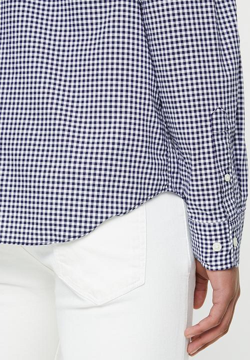 Nautica - Gingham plaid shirt - navy & white