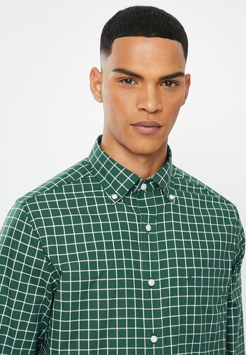 Nautica - Tidal plaid shirt - green & white