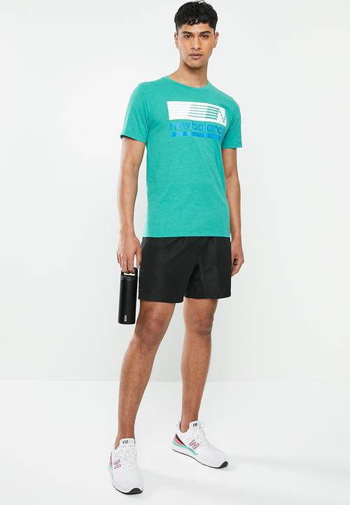 New Balance  - Tenacity heather tech short sleeve print tee - blue