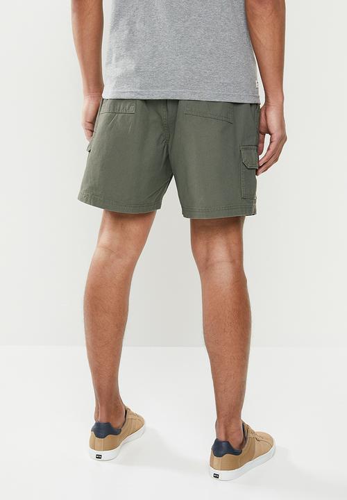 JEEP - Hardwearing elasticated cargo shorts - olive