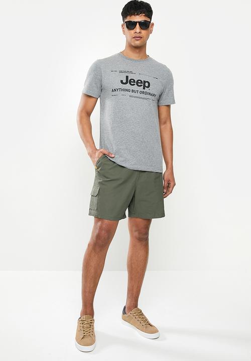 JEEP - Hardwearing elasticated cargo shorts - olive