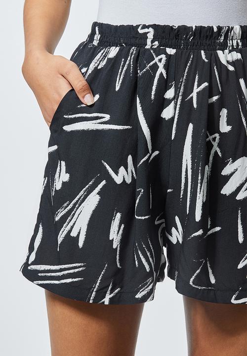 Superbalist - Pull on shorts - black & white 
