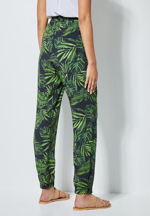 Superbalist - Easy pull on pants - green & black 