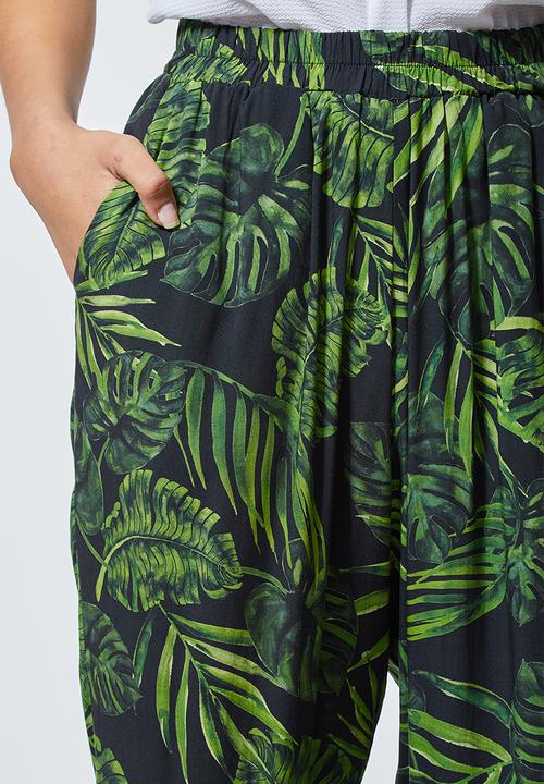 Superbalist - Easy pull on pants - green & black 
