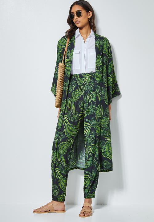 Superbalist - Easy pull on pants - green & black 