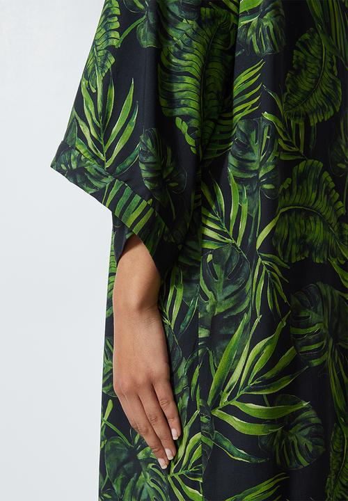 Superbalist - Printed longer length shacket - green & black 
