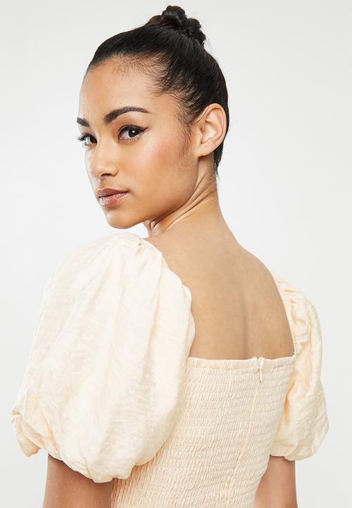 Glamorous - Petite puff sleeve bodycon dress - pale yellow