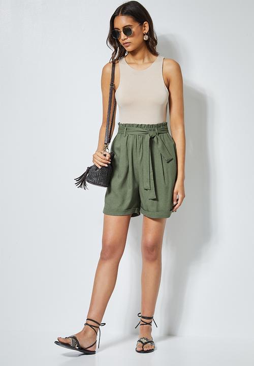 Superbalist - Paperbag shorts - olive