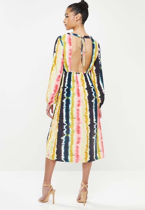 Glamorous - Petite tie dye long sleeve midi - multi