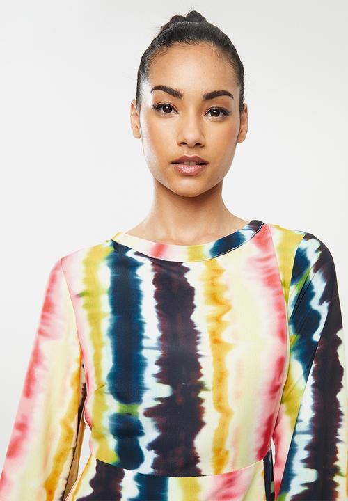 Glamorous - Petite tie dye long sleeve midi - multi
