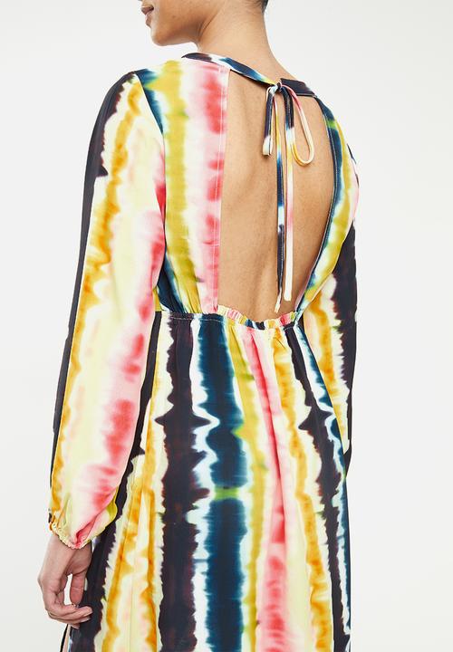 Glamorous - Petite tie dye long sleeve midi - multi