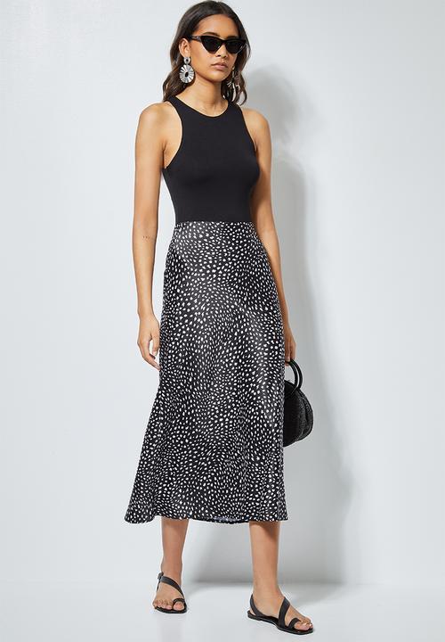 Superbalist - Long midi slip skirt - black & white