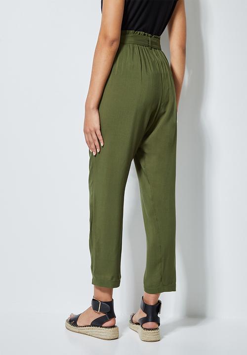 Superbalist - Soft paperbag trousers - olive