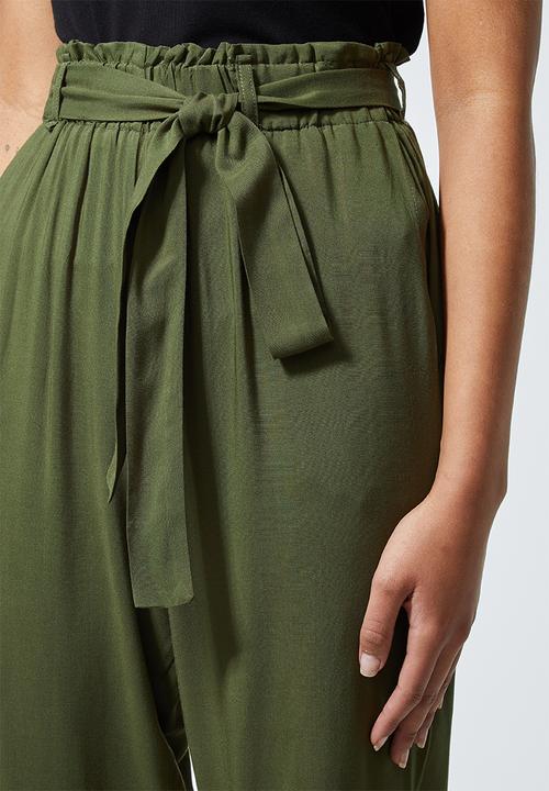 Superbalist - Soft paperbag trousers - olive