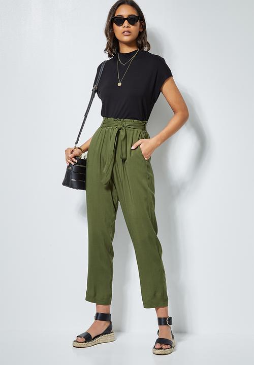 Superbalist - Soft paperbag trousers - olive