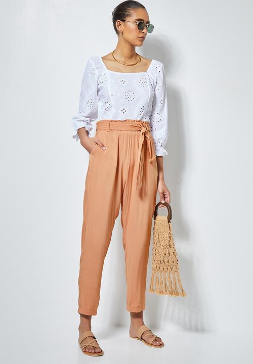 Superbalist - Soft paperbag trousers - neutral