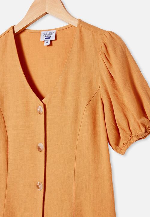 Free by Cotton On - Luna short sleeve dress - apricot sun