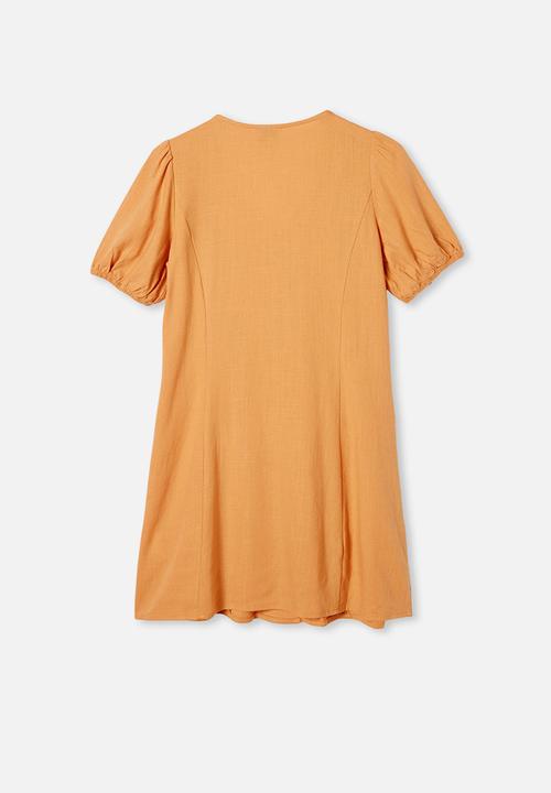 Free by Cotton On - Luna short sleeve dress - apricot sun