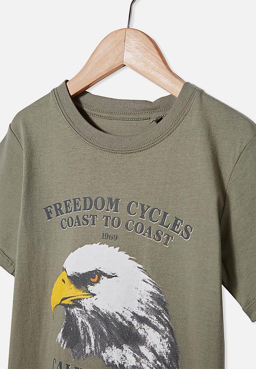 Cotton On - Max skater short sleeve tee - silver sage & freedom cycle