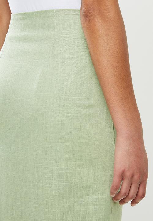 Glamorous - Petite button through midi skirt - sage