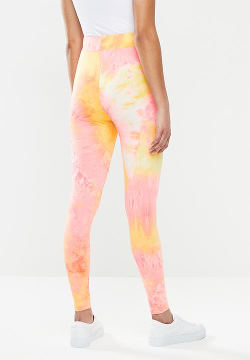 Glamorous - Petite Neon tie dye leggings - coral