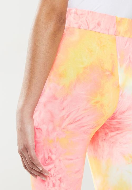 Glamorous - Petite Neon tie dye leggings - coral