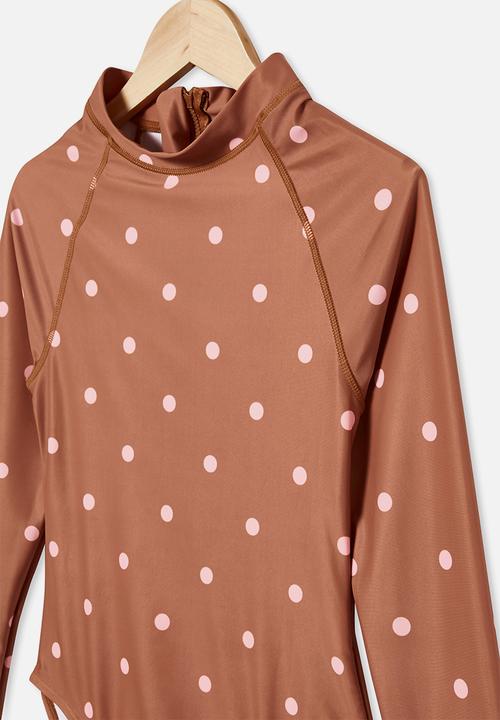 Free by Cotton On - Lindsay long sleeve one piece - amber brown